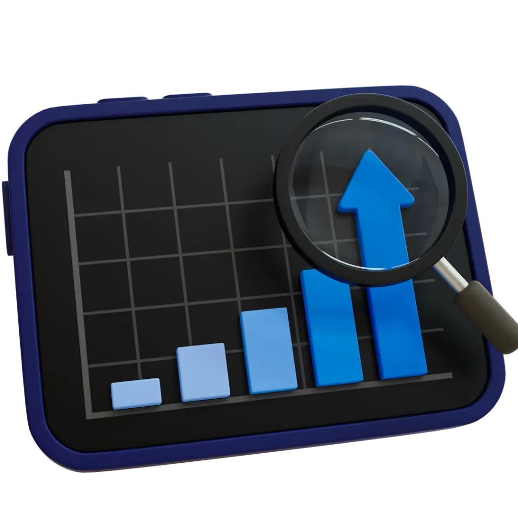 Tablet With Bar Graph And Magnifying Glass
